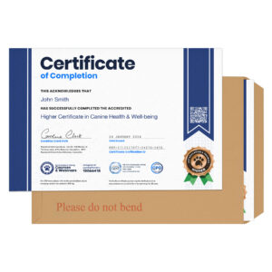 Course Certificate - Printed Hard Copy